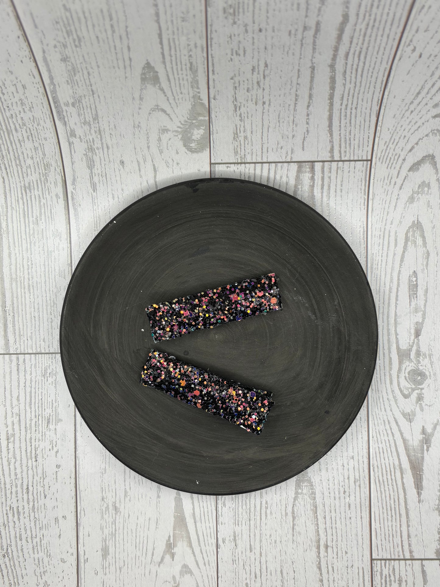 Black Glitter Hair Clips