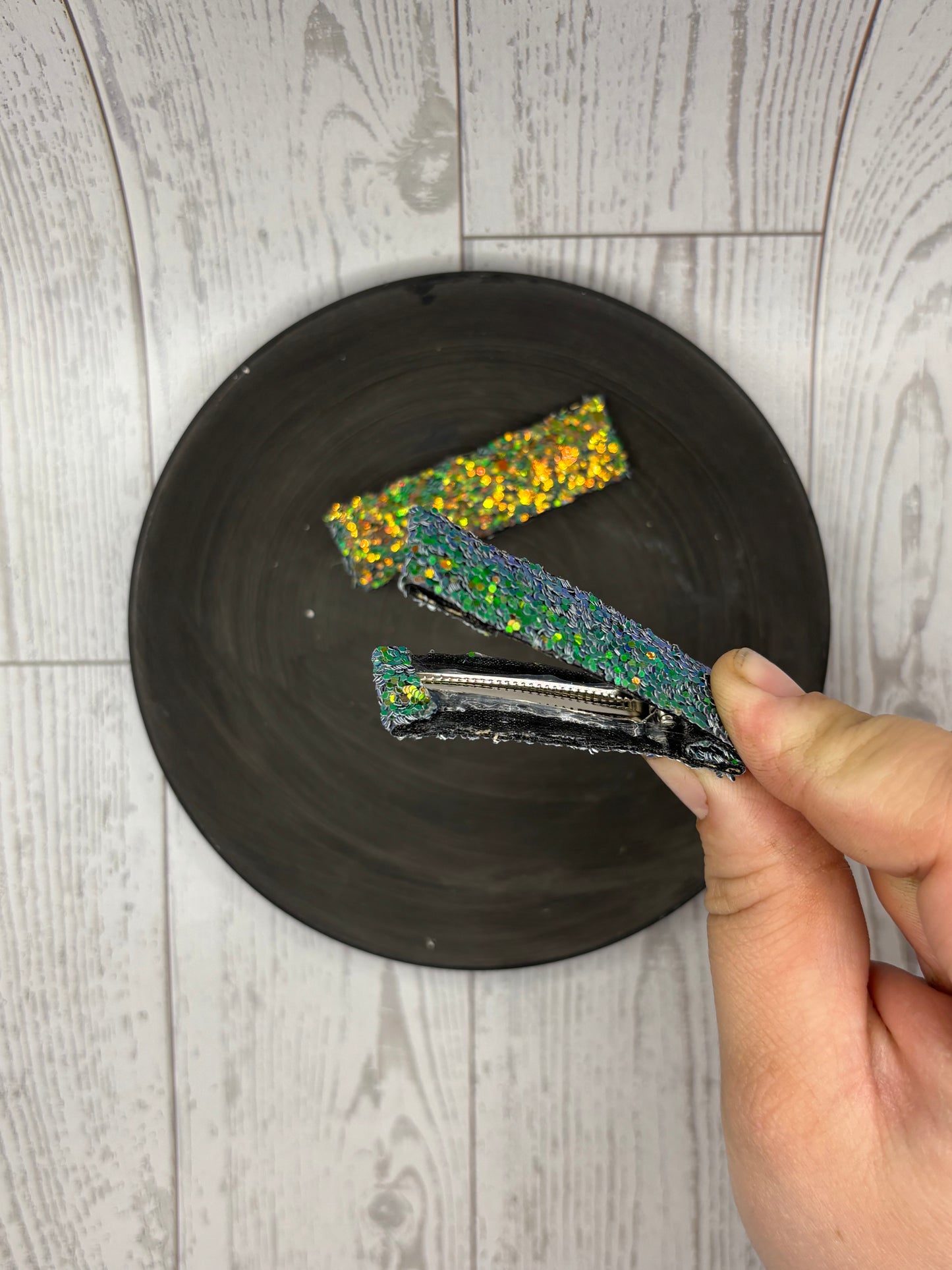 Green Glitter Hair Clip