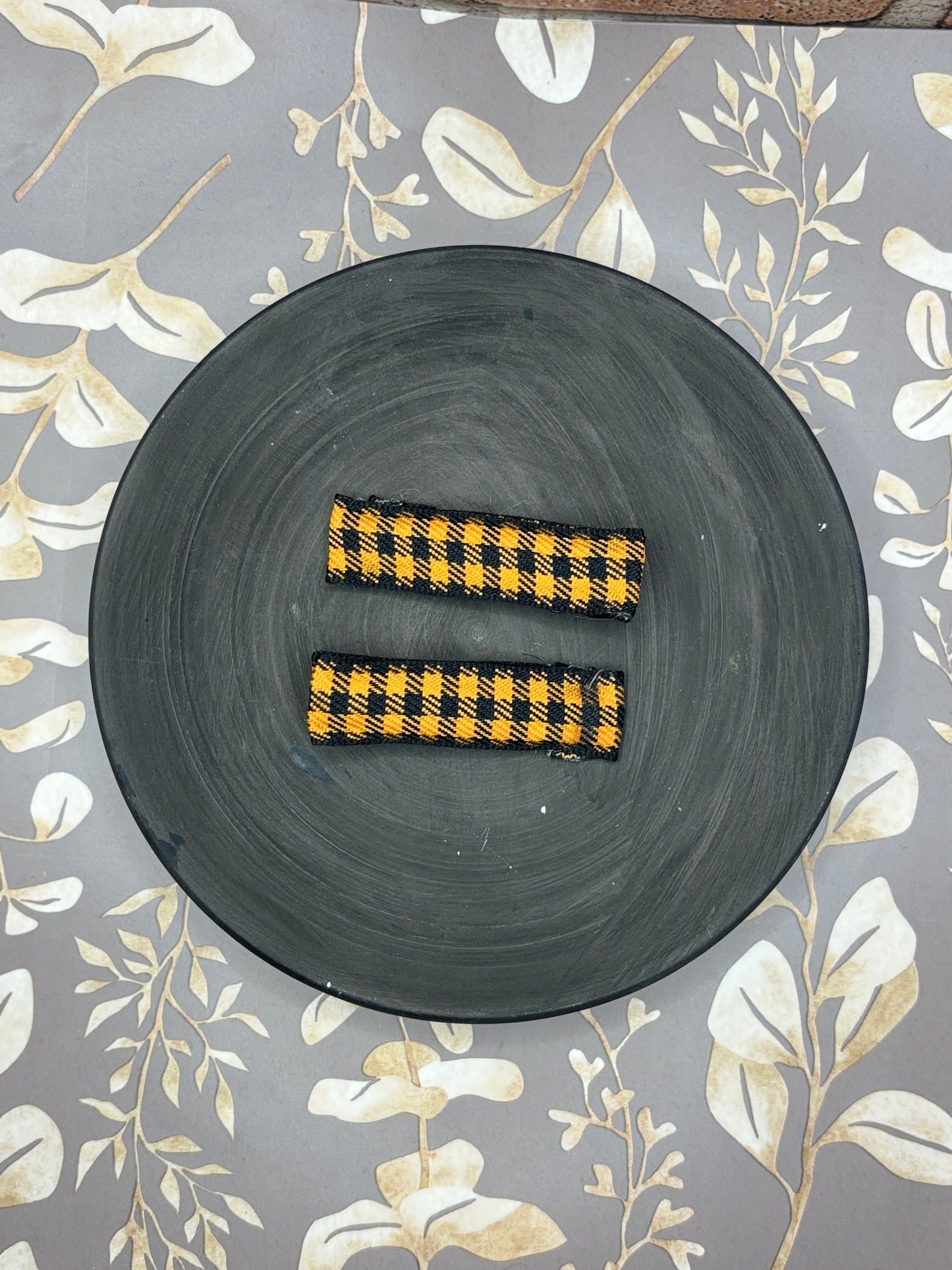 Orange Flannel Hair Clips