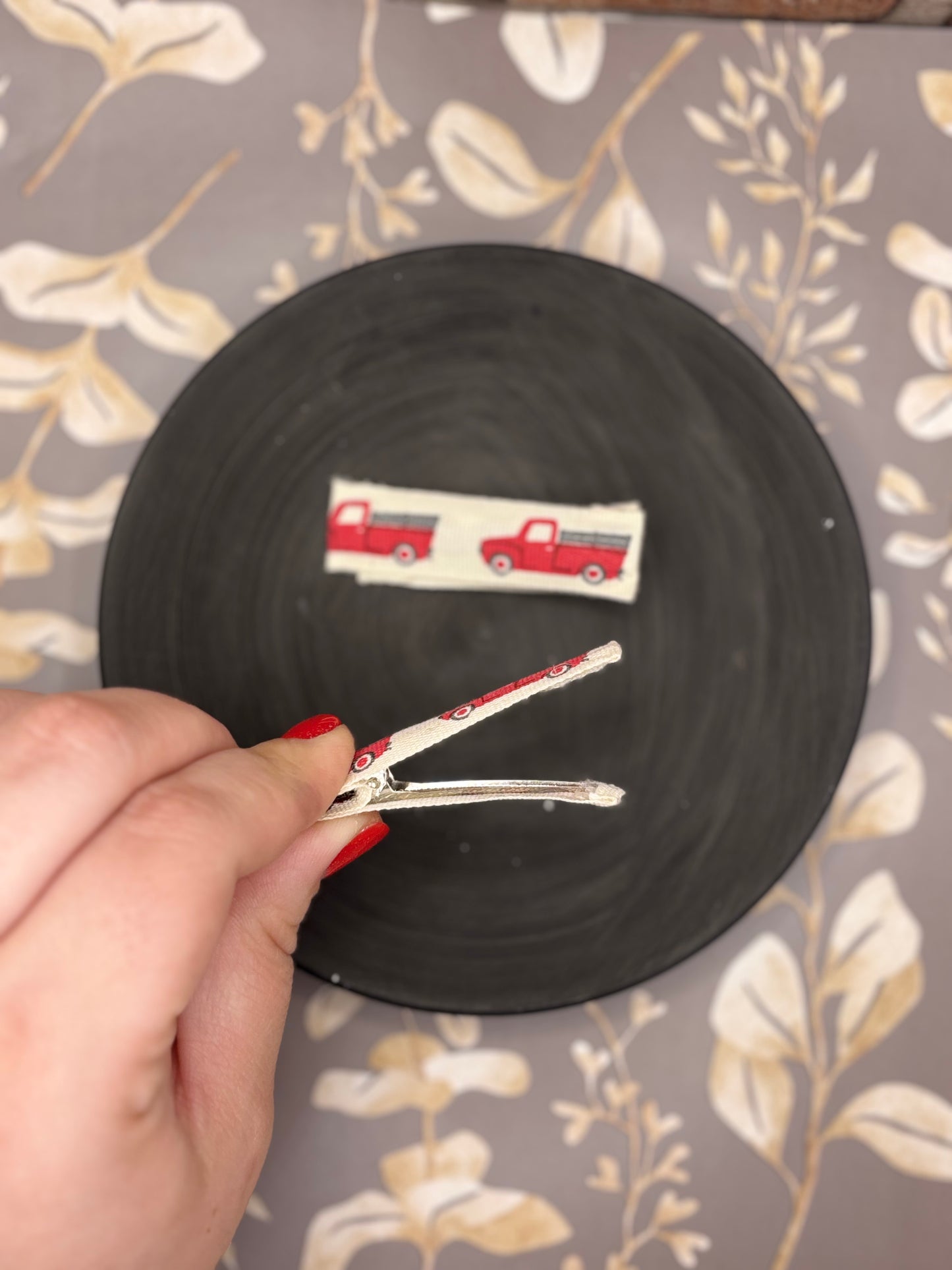 Little Red Truck Hair Clips