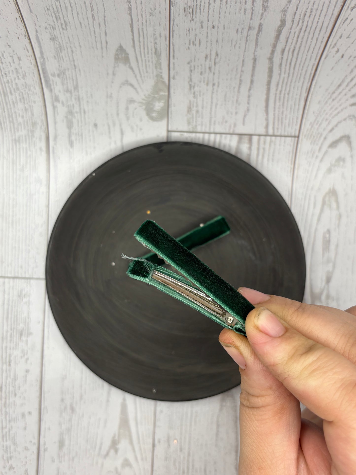 Green Velvet Hair Clip