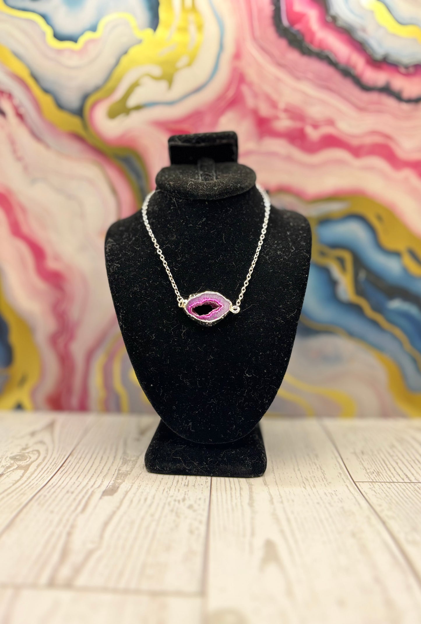 Pretty in Pink Geode Necklace