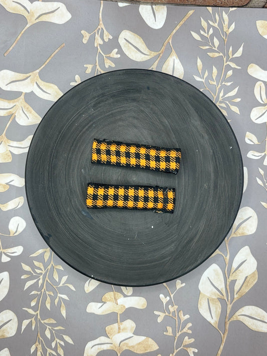 Orange Flannel Hair Clips