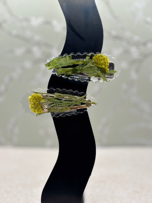 Single Yellow Yarrow Hair Clip